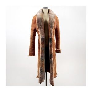 Vintage Faux Fur Suede Reversible Coat Brown/Orange Size Medium